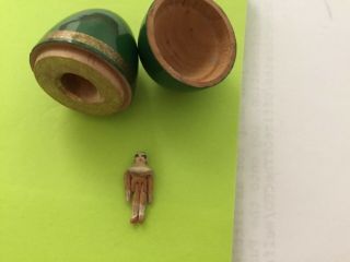 Antique Tiny Miniature Grödnertal Wooden Doll In Wooden Egg