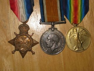 Ww1 British Group Medal 1914 Mons Star Trio Named To Thomas