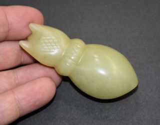 Rare Chinese " Hong Shan " Culture Old Jade Carved God Person Pendant L 6.  8 Cm