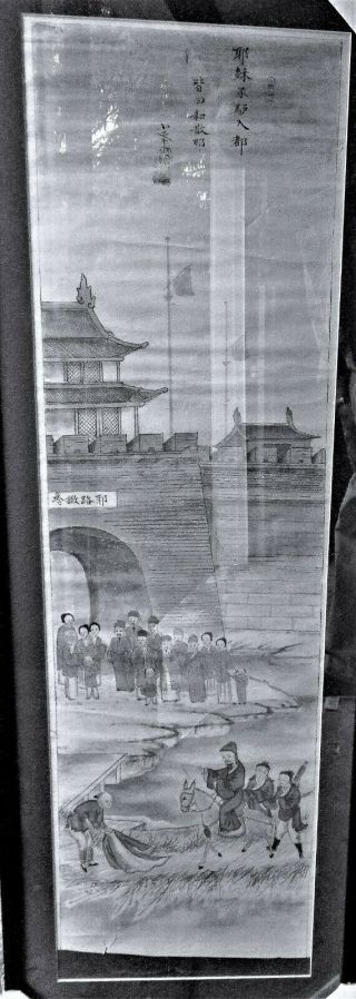 19th C Chinese Christian Scroll Ptg Christ Chinese Features Entering Jerusalem