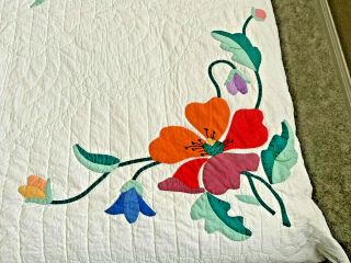 Vintage c1900 Flower Applique Quilt,  Cotton - 88x75 -. 4
