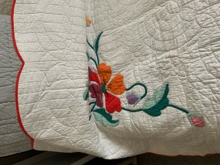 Vintage c1900 Flower Applique Quilt,  Cotton - 88x75 -. 5