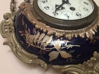 Antigue French Limoges Eugene Farcot Porcelain Gilded Ormolu Cartel Wall Clock 9