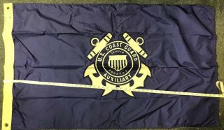 Vintage Official Us Coast Guard U.  S.  C.  G.  Auxillary Flag Size 1 Nylon 48 " X 29 "