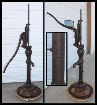 Antique Cast Iron Hayes Windmill Water Well Cistern Yard Pump W Removable Spout
