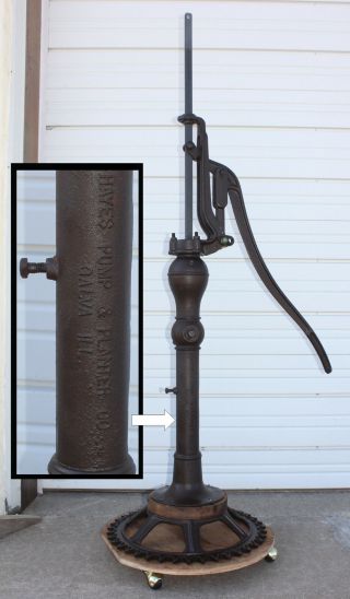 Antique Cast Iron HAYES Windmill Water Well Cistern Yard Pump w Removable Spout 5