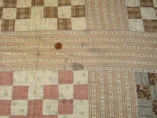 Antique c1800s Nine Patch Quilt Signed 1800s Prints - Hand Quilted 74 by 58 inches 10