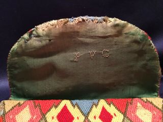 18th Century Hand Embroidered Flame Stitch Purse 6 