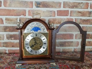 Vintage German Table clock with Moon Phase Calendar and Double Bell,  (1977) 2