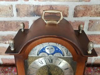 Vintage German Table clock with Moon Phase Calendar and Double Bell,  (1977) 9