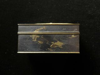 Antique Japanese Gilded & Laquered Brass Trinket Box 48mm 2