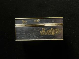 Antique Japanese Gilded & Laquered Brass Trinket Box 48mm 4