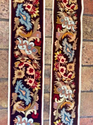 A Antique French Handworked Wool Tapestry Panels 108” Long