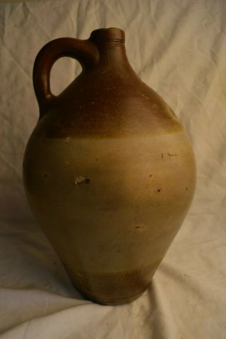 ANTIQUE FRED CARPENTER 2 GALLON GAL OVOID STONEWARE CROCK JUG BOSTON MASS RED 5