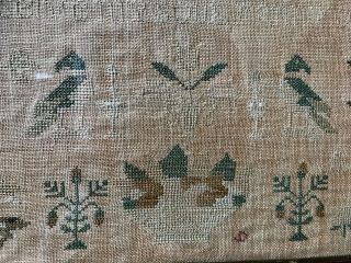 Fabulous Antique Vintage Victorian Sampler in Pine Frame 12