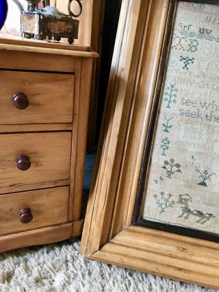 Fabulous Antique Vintage Victorian Sampler in Pine Frame 3