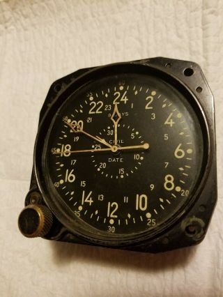 Wwii World War 2 Era Waltham Cdia 8 Day Usa Navy Aircraft Clock Runs