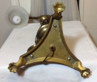 Antique Hubley 391A Art Bridge Brass Table Lamp w/Frosted Glass Shade 8