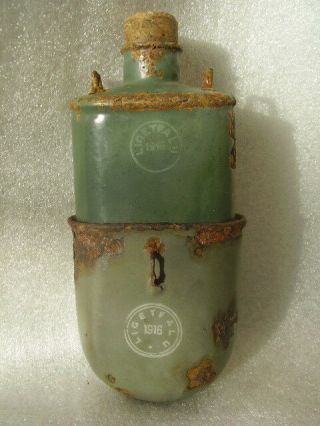 Wwi Austro - Hungarian Enamel Canteen Water Flask And Cup 1916 Ligetfalu