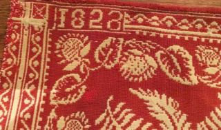 Antique Reversible 19th Century Woven Blanket Hand Crafted Loom Dated 1828 - 1859 5