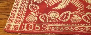 Antique Reversible 19th Century Woven Blanket Hand Crafted Loom Dated 1828 - 1859 7