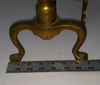 VINTAGE BRASS FIREPLACE ANDIRONS With Cast Iron Support Legs 6