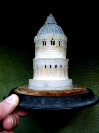 Rare Antique 19th Century Grand Tour Alabaster Model Of Baptistery In Piza Italy