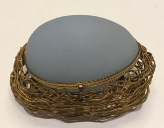 A Palais Royal French Opaline Glass Egg - Shaped Trinket Box