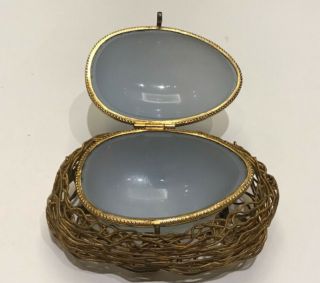 A Palais Royal French Opaline Glass Egg - Shaped Trinket Box 4