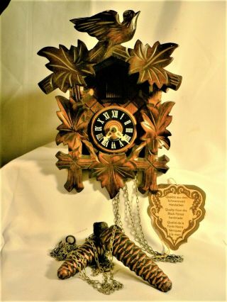Vintage Black Forest Cuckoo Clock Carved Wood West Germany Pendulum Missing