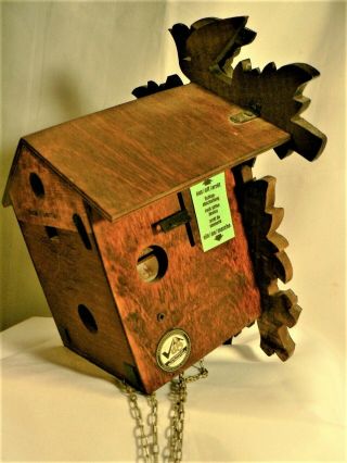 Vintage Black Forest CUCKOO CLOCK Carved Wood West Germany Pendulum Missing 8