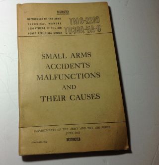 Army Book Tm 9 - 2210 Small Arms Accidents Malfunctions & Their Causes 1953
