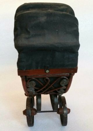Antique Baby Doll Stroller Vintage Wooden Carriage Buggy Pre - owned 5