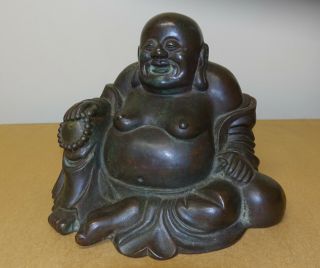 Antique Large Chinese Asian Seated Bronze Buddha Qing Dynasty Statue