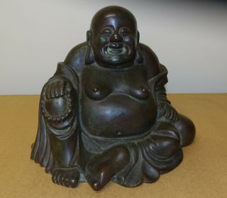 ANTIQUE LARGE CHINESE ASIAN SEATED BRONZE BUDDHA QING DYNASTY STATUE 2