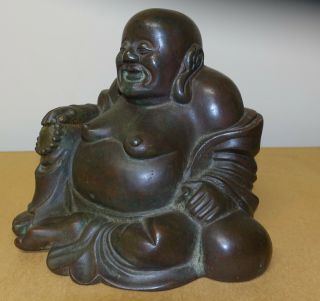 ANTIQUE LARGE CHINESE ASIAN SEATED BRONZE BUDDHA QING DYNASTY STATUE 3