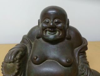 ANTIQUE LARGE CHINESE ASIAN SEATED BRONZE BUDDHA QING DYNASTY STATUE 4
