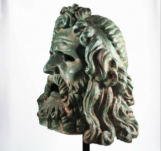 Massive Over Life - Size Roman Greek Bronze Head / Bust Zeus / Poseidon Hercules 4