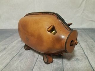 Vintage Kounoike Japan Leather Pig Piggy Bank Mid Century Modern Mcm