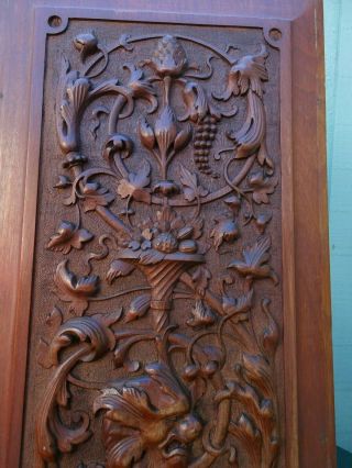19thc Gothic Wooden Oak Panel With Green Man Head Carving,  Other C1880s