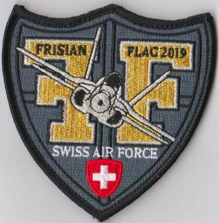 Swiss Air Force Frisian Flag 2019 Gold Schrift F/a - 18 Mit Klett