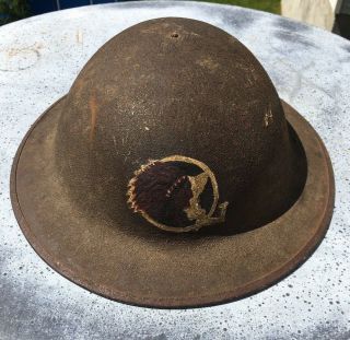 Wwi Us Army Aef Doughboy Helmet Ma 101st Field Artillery Yankee Division Indian