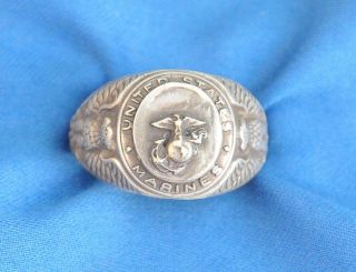 Vintage Sterling Silver Us Mc Ring Size - 11.  702