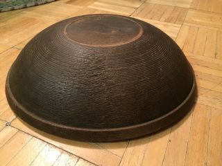 Early To Mid 19th Century Pine Wood Bowl Well Turned W Great Dark Brown Patina