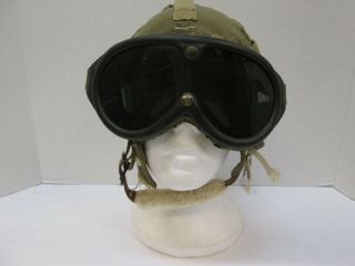 Ww2 Flight Cap,  Us Army Air Force Type A - 9 With Googles