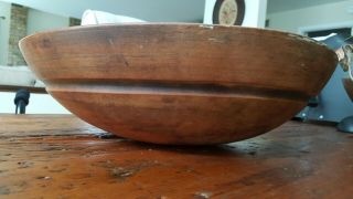 Antique Wood Wooden Bowl Primitive Large Dough Butter Turned Round