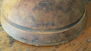 Antique Wood Wooden Bowl Primitive Large Dough Butter Turned Round 3