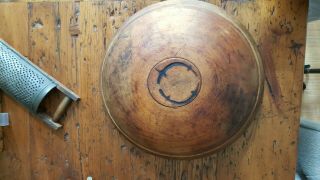 Antique Wood Wooden Bowl Primitive Large Dough Butter Turned Round 7
