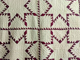 STUNNING Maroon/Muslin Feathered Star Quilt Solid Cotton Fabrics 67 