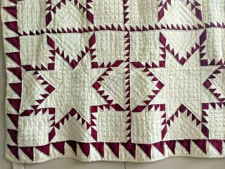STUNNING Maroon/Muslin Feathered Star Quilt Solid Cotton Fabrics 67 